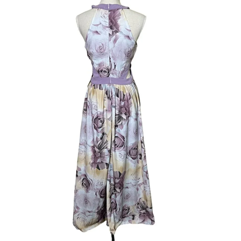 Three Bird Nest Purple Floral Maxi Dress - Picture 2 of 12
